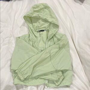 Zara Light Green Hooded Windbreaker